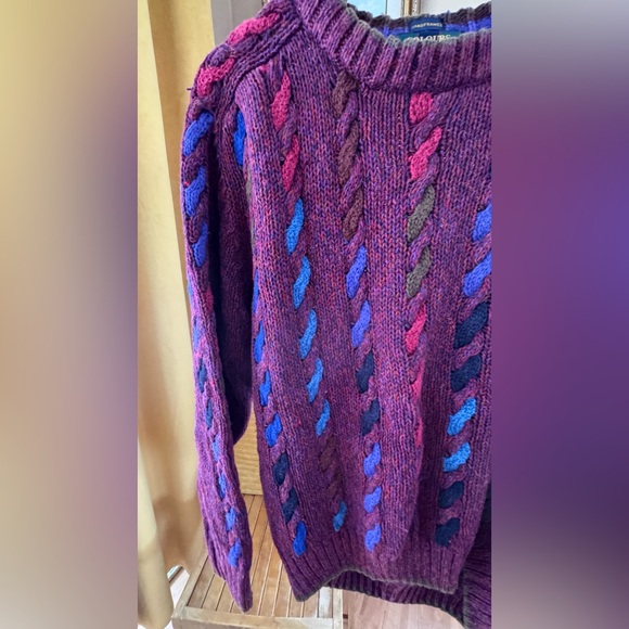 Vintage Linen/Cotton Blend Cable Knit Crewneck Men’s Size Large Warm Sweater - Picture 10 of 12